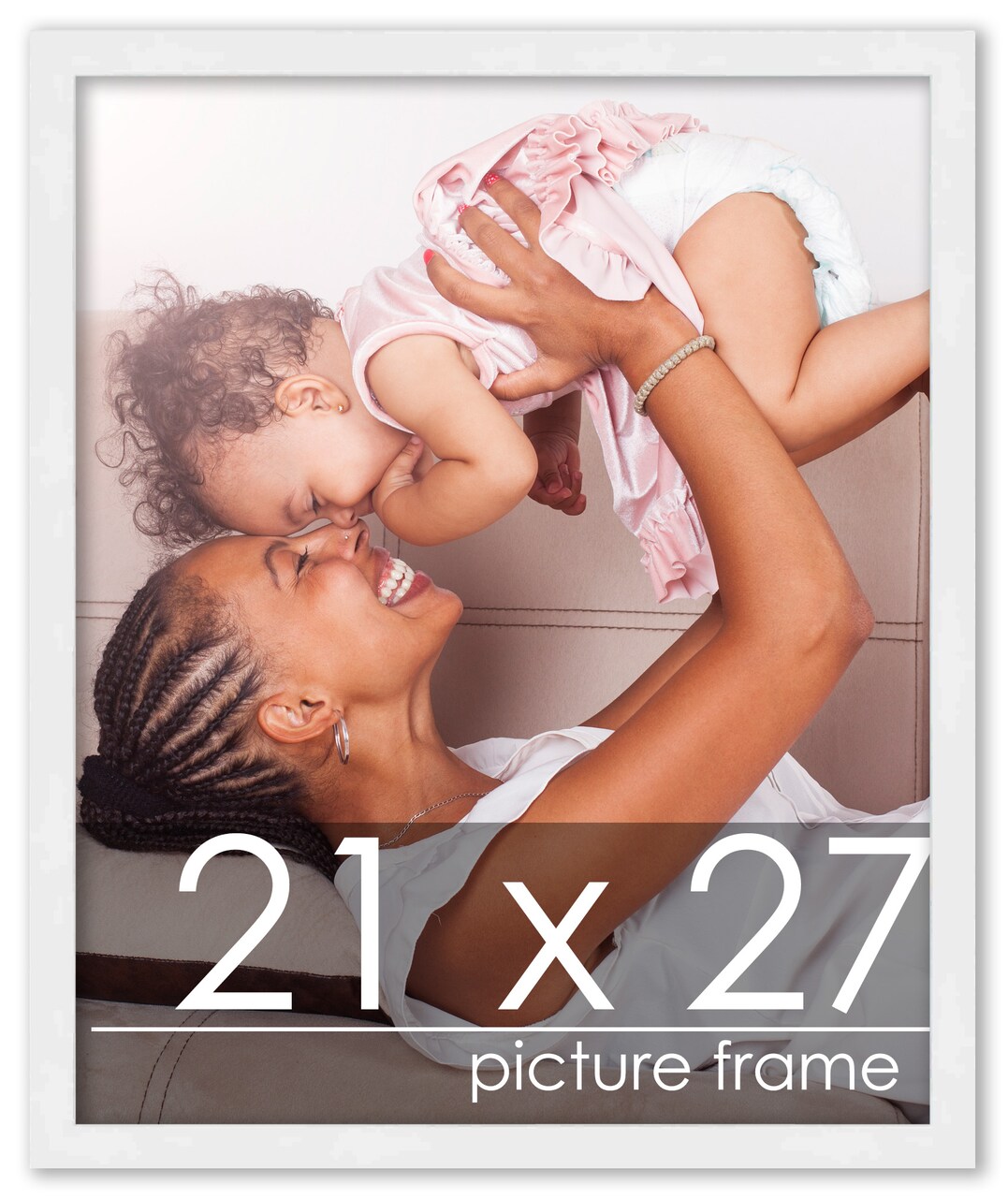 21x27 Solid Wood Picture Frame with UV-Resistant Acrylic & Acid-Free Backing, Available in 6 Finishes: Matte Black, Matte White, Metallic Bronze, Silver, Natural Wood Grain & Mahogany